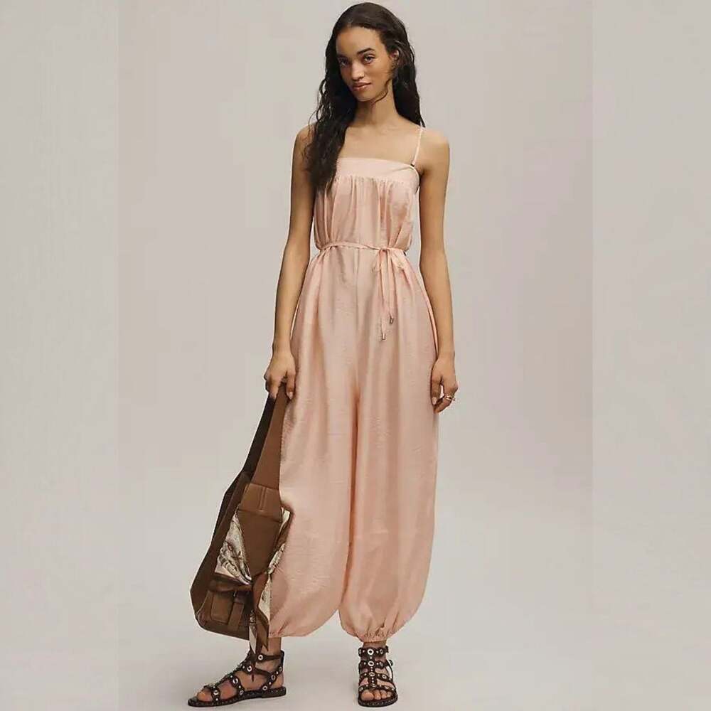Anthropologie Sleeveless Bubble Jumpsuit in Blush Pink, Small